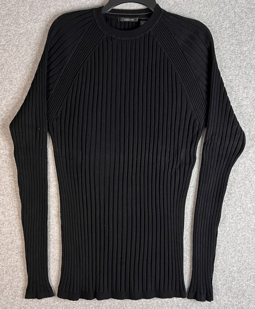 Claiborne Men’s XL Black Ribbed Crew Neck Sweater